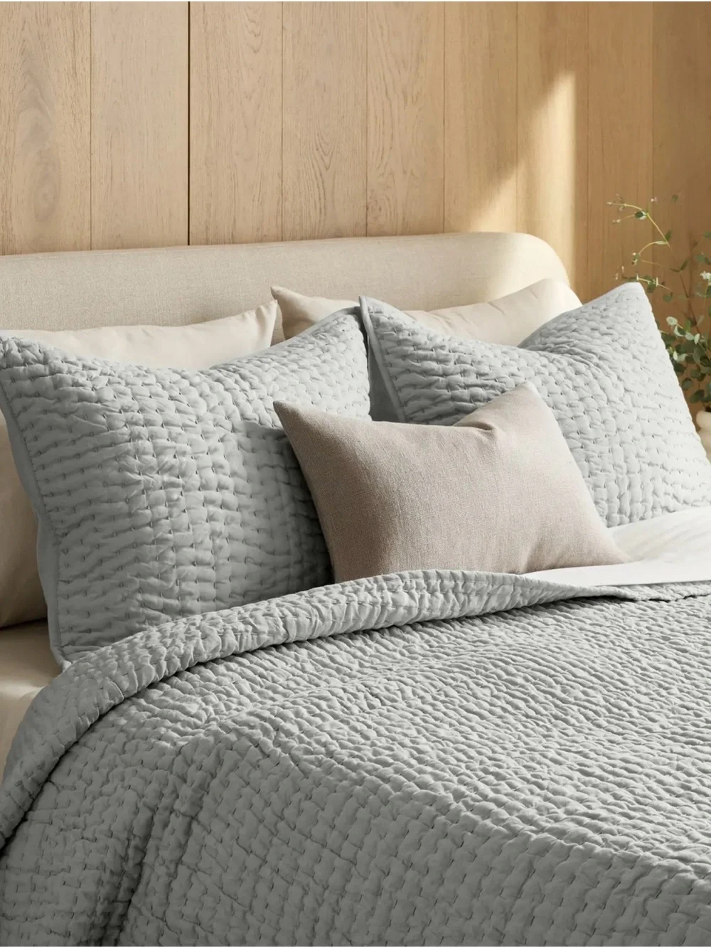 Quince NWOT European Linen and Cotton Stitch Quilt in Mist Queen Size